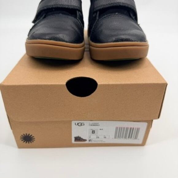 Ugg Rennon Black Leather Hook and Loop High Top Sneaker Bootie Shoe Toddler 8 - Picture 3 of 12